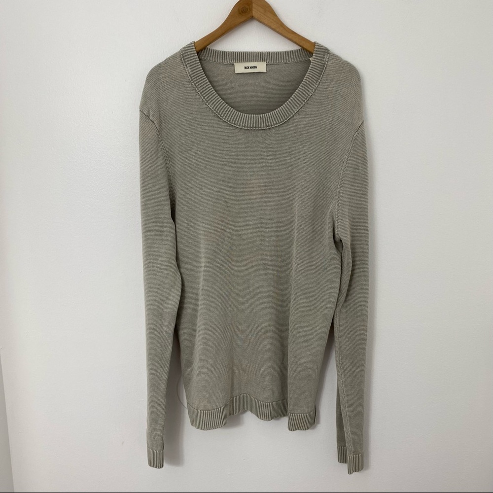 BUCK MASON Men's Crew Neck 100% Cotton Knit Sweater Beige Size XL